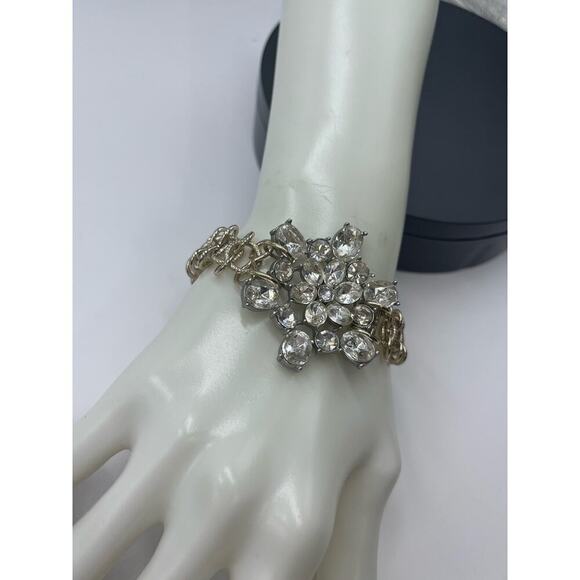 Lulu Frost for J. crew Gold Tone Rhinestone Cluster Statement  bracelet - Picture 2 of 13